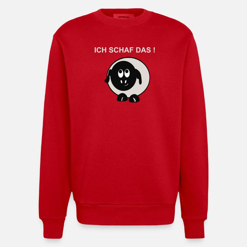 Ich schaff das Schaf Motiv - Heavyweight Oversized Organic Crew Neck Made in EU - Rot