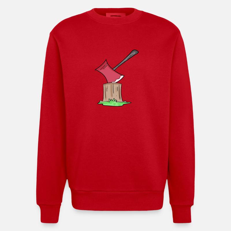 Bûcheron de hache - Sweat bio épais oversize fabriqué en UE - rouge