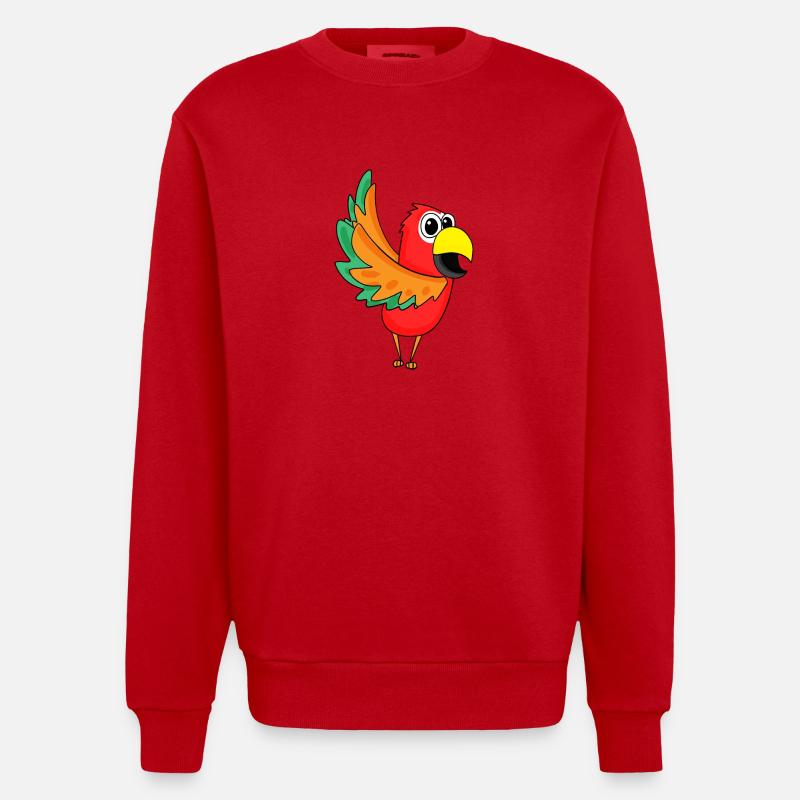 Jungle de perroquets - Sweat bio épais oversize fabriqué en UE - rouge