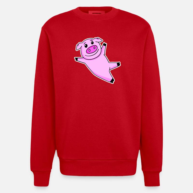 Cochon mignon - Sweat bio épais oversize fabriqué en UE - rouge