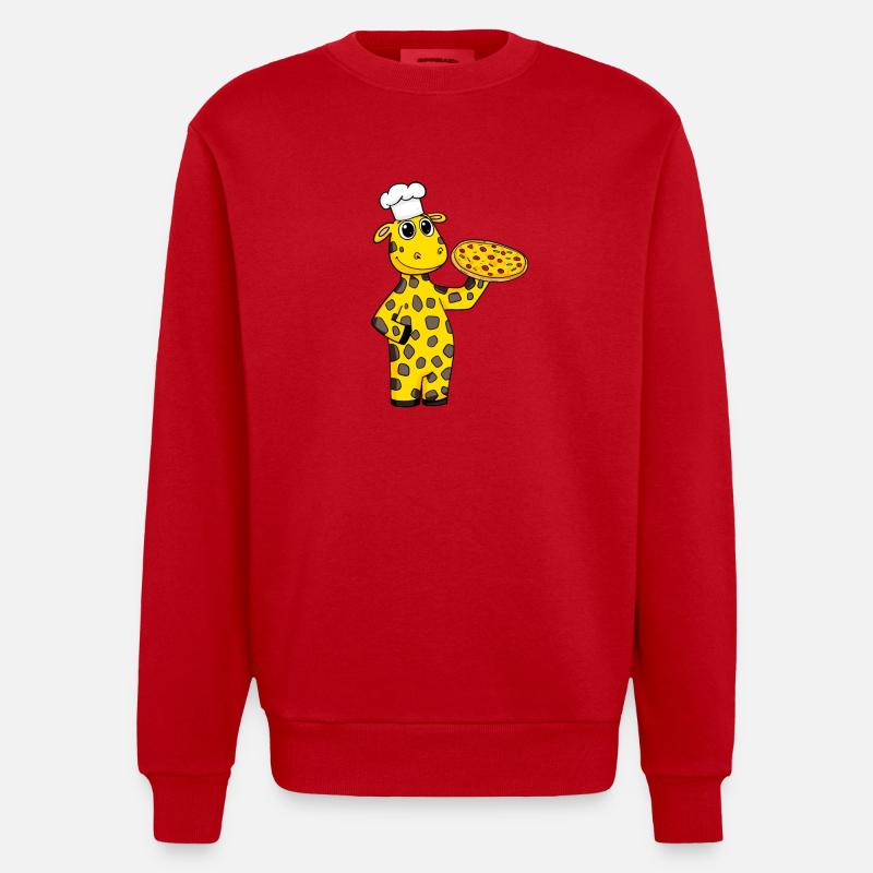 Pizza Maker Pizza Chef Girafe Italienne - Sweat bio épais oversize fabriqué en UE - rouge