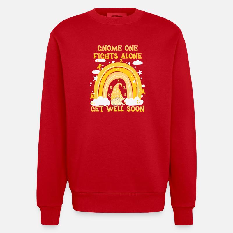 Gnome One Fights Alone Sarkomkrebs - Heavyweight Oversized Organic Crew Neck Made in EU - Rot