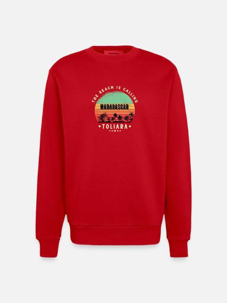 Toliara Madagascar beach design - Heavyweight Oversized Organic Crew Neck Made in EU - red