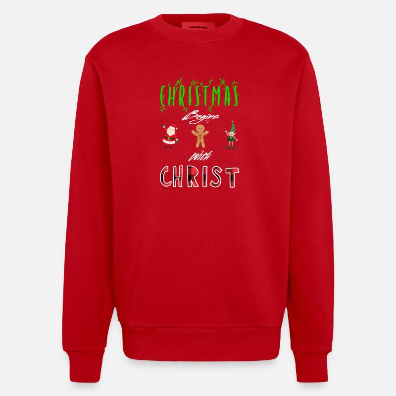 Noël commence avec Christ - Sweat bio épais oversize fabriqué en UE - rouge