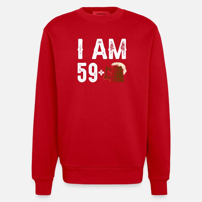 Ich bin 59+ Bier Feier - Heavyweight Oversized Organic Crew Neck Made in EU - Rot