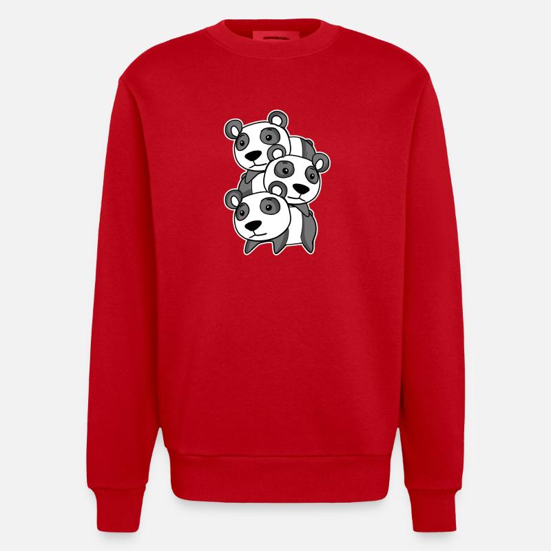 Pandas mignons - Sweat bio épais oversize fabriqué en UE - rouge