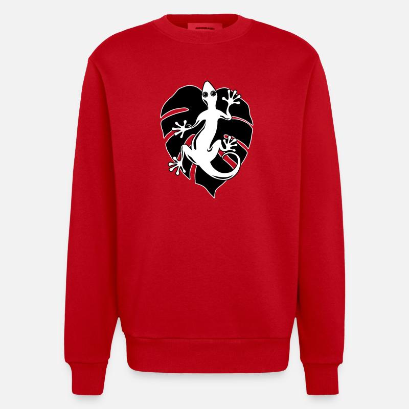 Salamandre et feuille - Sweat bio épais oversize fabriqué en UE - rouge