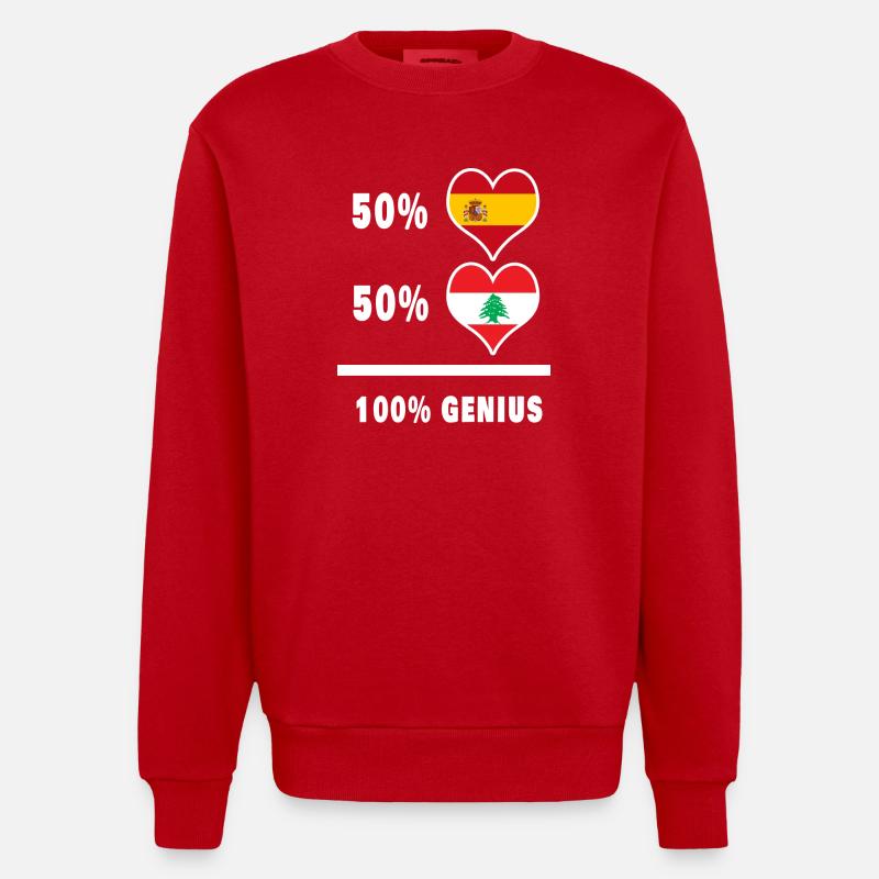 Liban et Espagne génie / cadeau - Sweat bio épais oversize fabriqué en UE - rouge