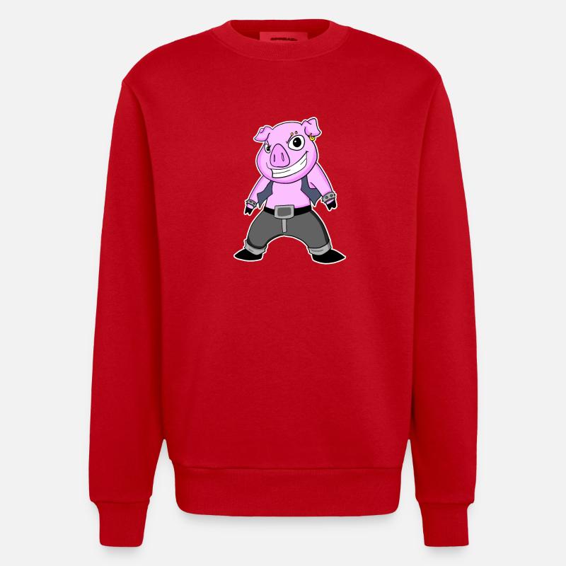 Cochon Cool - Sweat bio épais oversize fabriqué en UE - rouge