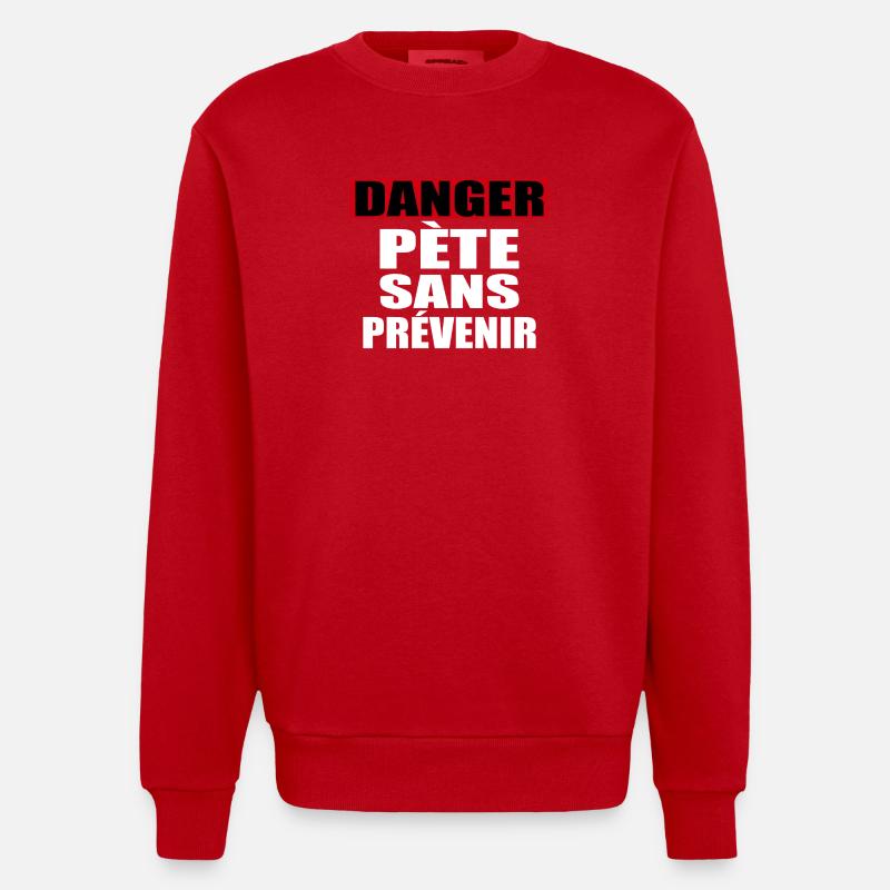 Danger Pete Sans Prévenir - Sweat bio épais oversize fabriqué en UE - rouge