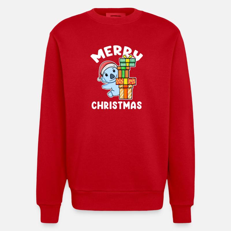 Joyeux Noël Koala avec cadeaux - Sweat bio épais oversize fabriqué en UE - rouge