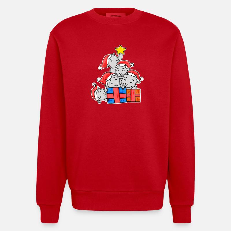 Chèvres Arbre de Noël Chèvre - Sweat bio épais oversize fabriqué en UE - rouge