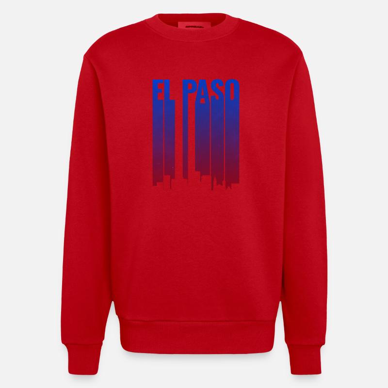 El Paso Skyline Gradient - Heavyweight Oversized Organic Crew Neck Made in EU - red