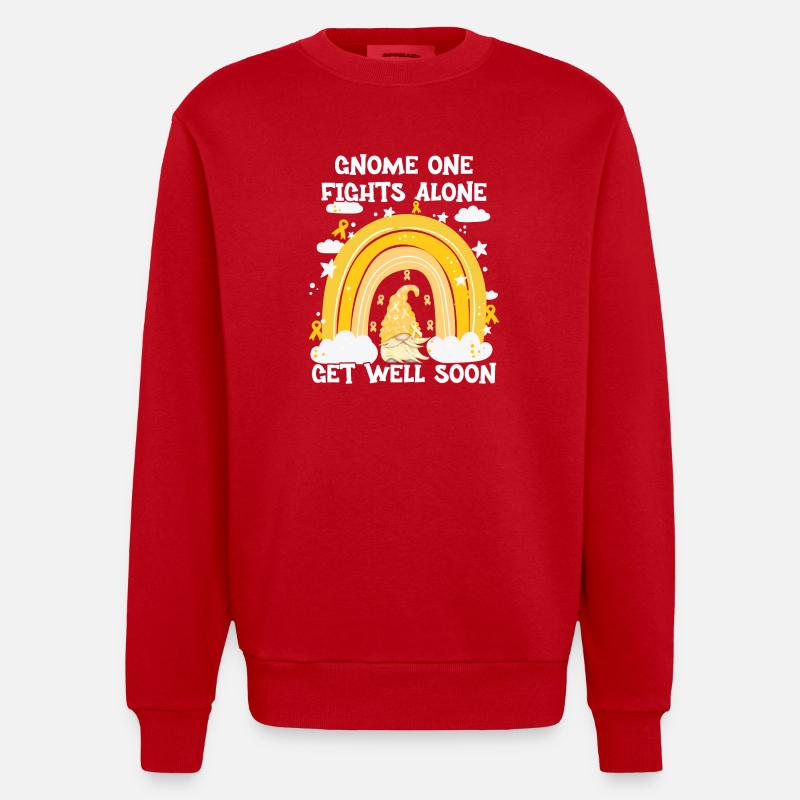 Gnome One Fights Alone Sarkomkrebs - Heavyweight Oversized Organic Crew Neck Made in EU - Rot