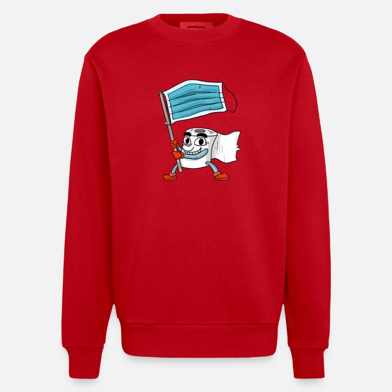 Drapeau de masque de papier toilette - Sweat bio épais oversize fabriqué en UE - rouge