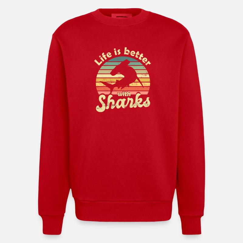 Requin-marteau Requin - Sweat bio épais oversize fabriqué en UE - rouge