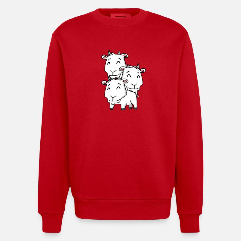 Chèvres mignonnes - Chèvre - Sweat bio épais oversize fabriqué en UE - rouge