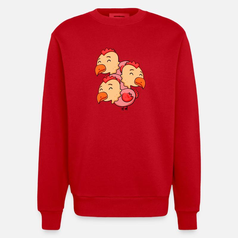 Poulets mignons - Poulet - Sweat bio épais oversize fabriqué en UE - rouge