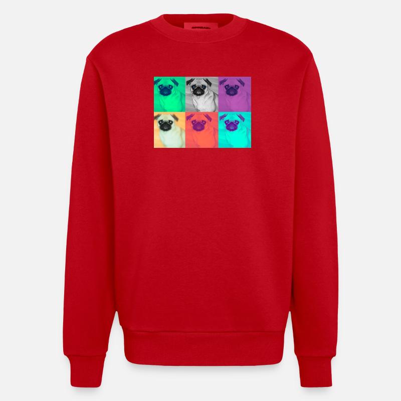 Pop Art Conception de chien - Sweat bio épais oversize fabriqué en UE - rouge