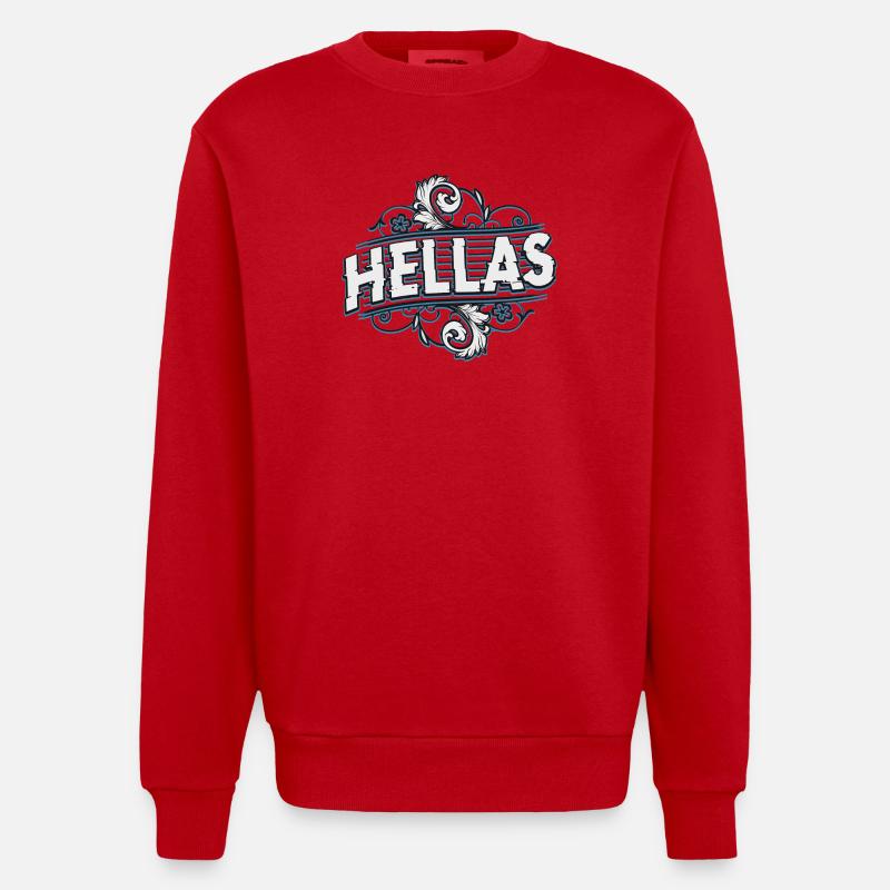 Hellas - Grèce - Ἑλλάς Hellás - Sweat bio épais oversize fabriqué en UE - rouge