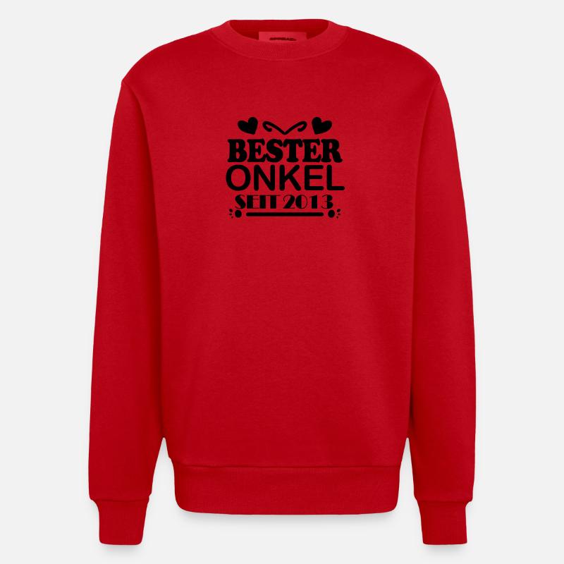 Bester Onkel seit 2013 - Heavyweight Oversized Organic Crew Neck Made in EU - Rot