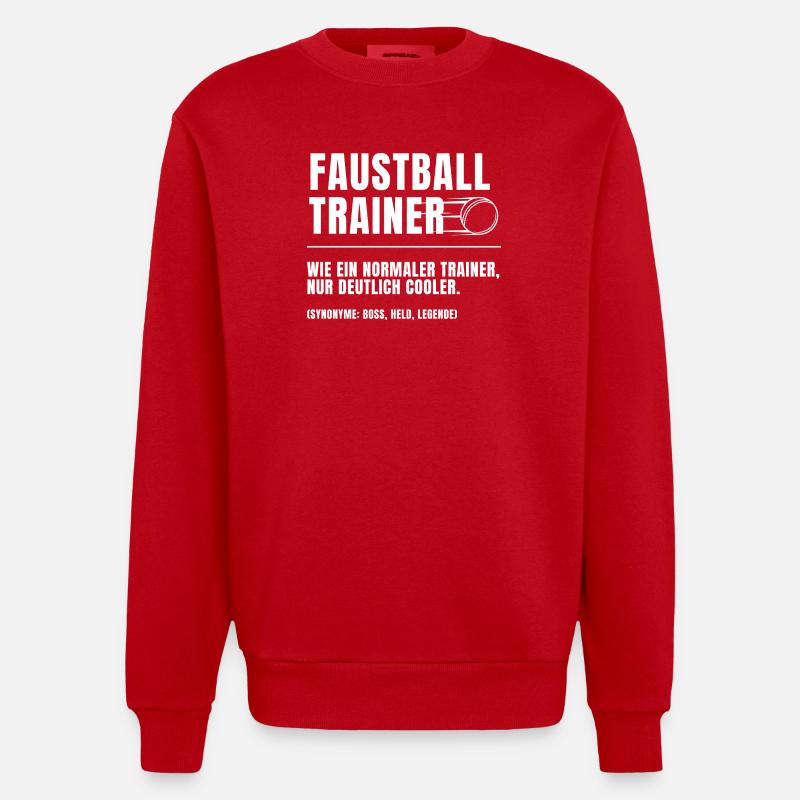 Faustball Trainer Definition - Heavyweight Oversized Organic Crew Neck Made in EU - Rot