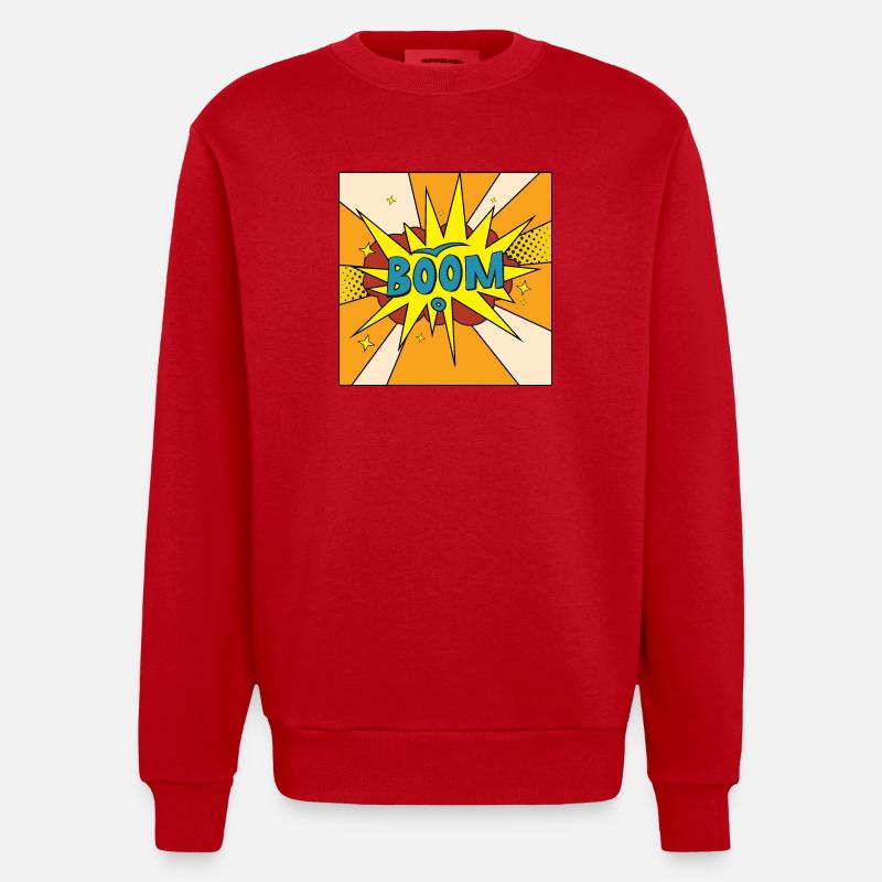 Boom Comic Explosion Style - Sweat bio épais oversize fabriqué en UE - rouge