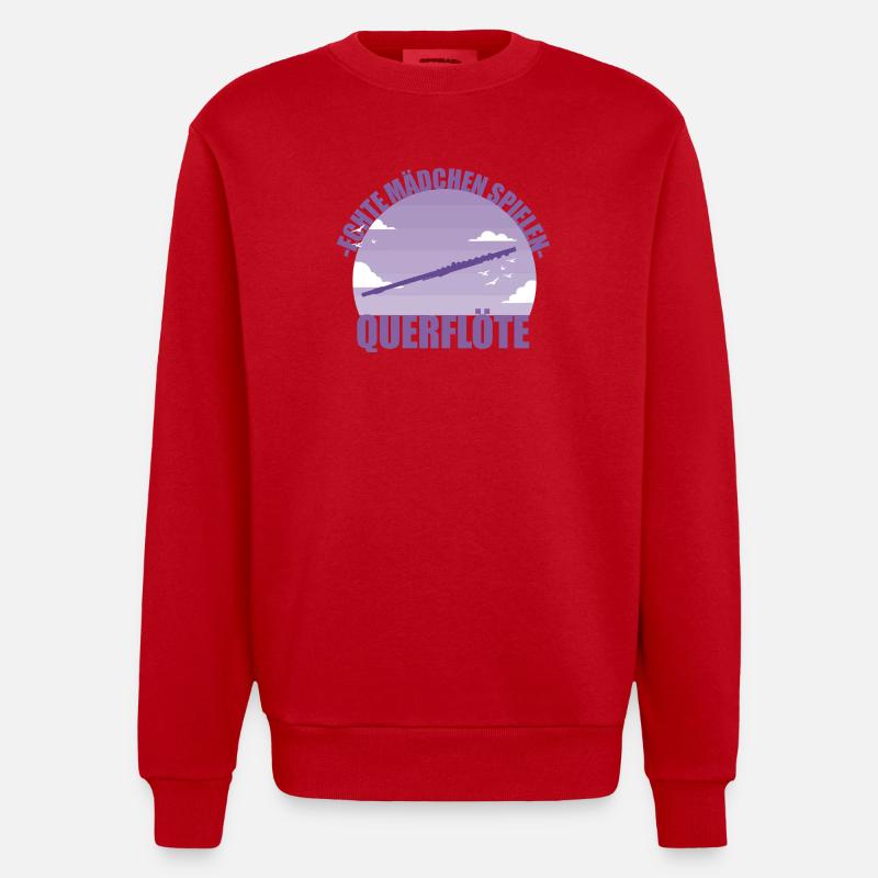 Querflöte Musikerin Instrument Mädchen Geschenk - Heavyweight Oversized Organic Crew Neck Made in EU - Rot