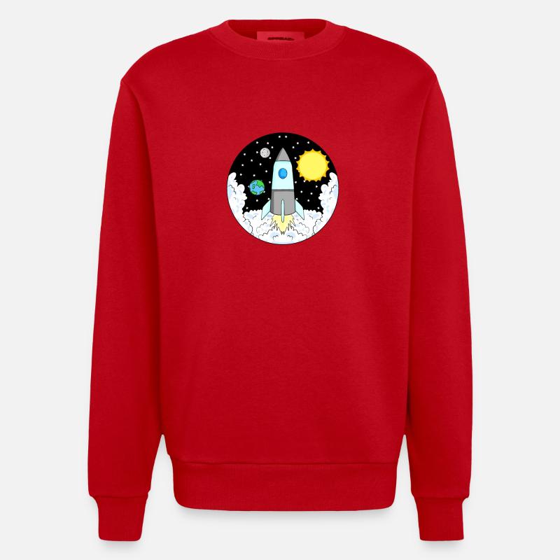 Rocket Space Space - Heavyweight Oversized Organic Crew Neck Made in EU - red