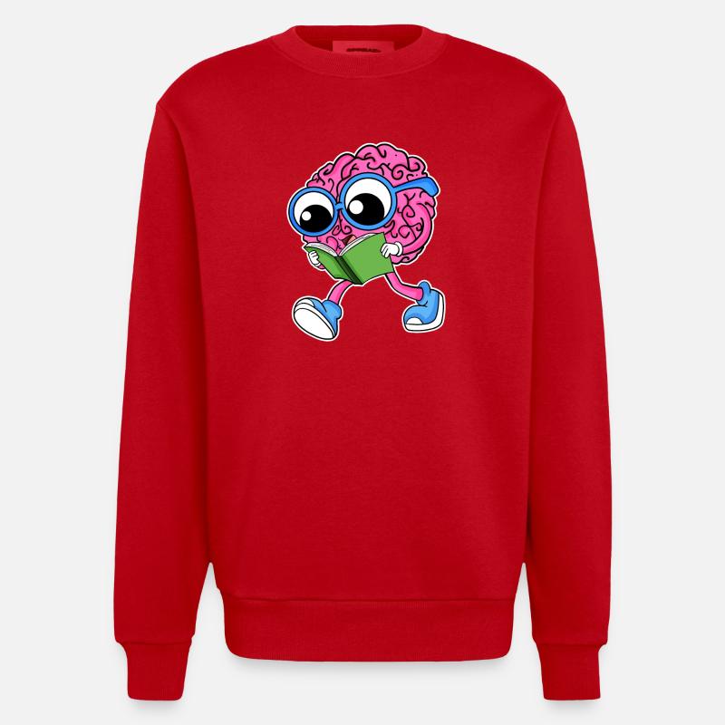 Brain reading - Heavyweight Oversized Organic Crew Neck Made in EU - red