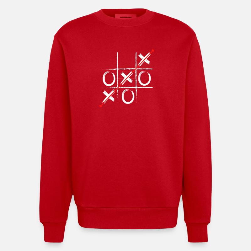 Tic Tac Diagonal Rouge - Sweat bio épais oversize fabriqué en UE - rouge