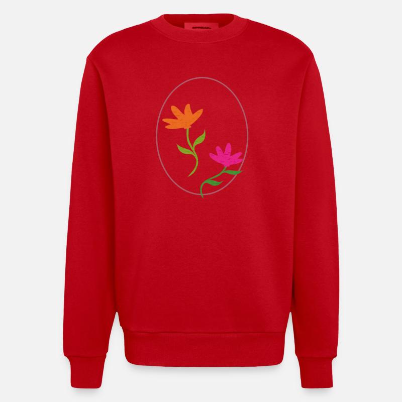 Œuf de Pâques à deux fleurs - Sweat bio épais oversize fabriqué en UE - rouge