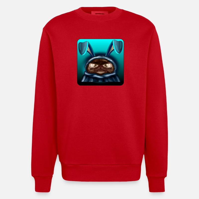 Cats Easter - Heavyweight Oversized Organic Crew Neck Made in EU - red
