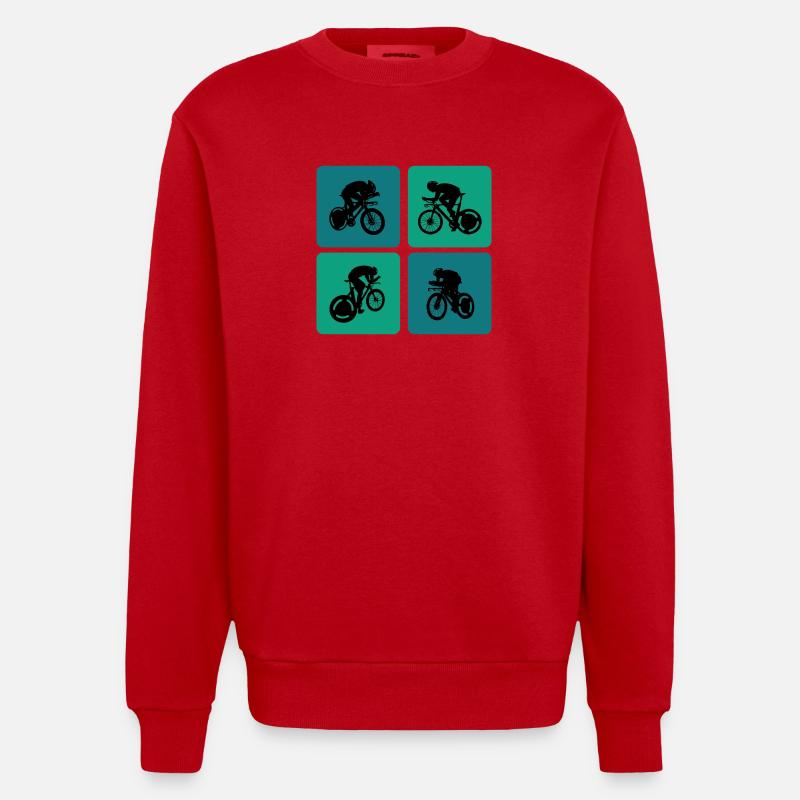Conception de vélo de route - Sweat bio épais oversize fabriqué en UE - rouge