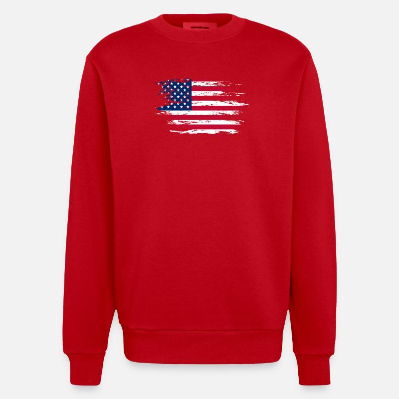 Drapeau des États-Unis utilisé - Sweat bio épais oversize fabriqué en UE - rouge