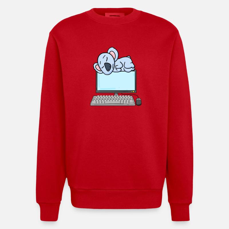 Koala Computer Nerd Programmierer Geschenk - Heavyweight Oversized Organic Crew Neck Made in EU - Rot