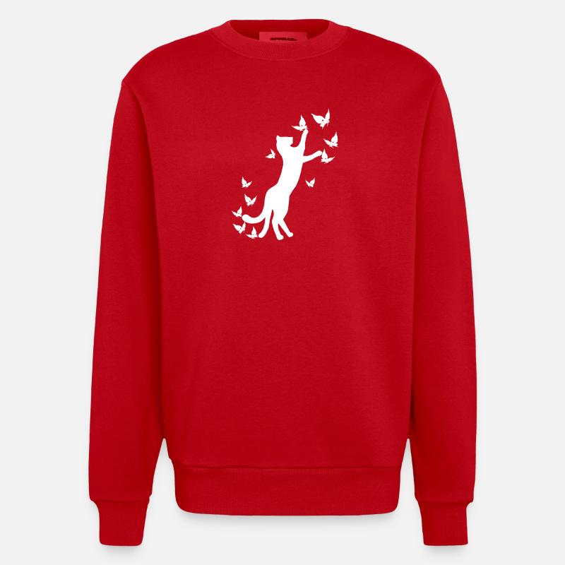 nekomata hell, Kätzchen, schmetterlinge - Heavyweight Oversized Organic Crew Neck Made in EU - Rot