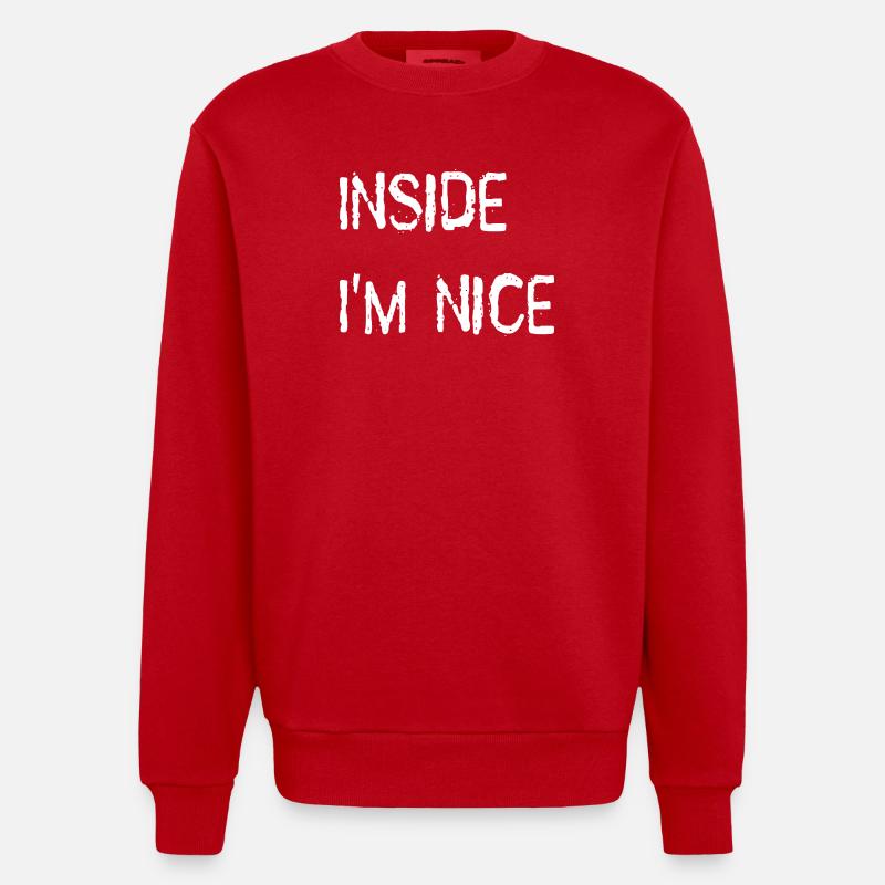 Inside i'm nice - Heavyweight Oversized Organic Crew Neck Made in EU - red