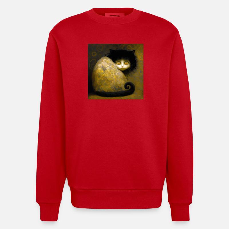 Chat Doré Arabesques - Stoik le chat - Sweat bio épais oversize fabriqué en UE - rouge