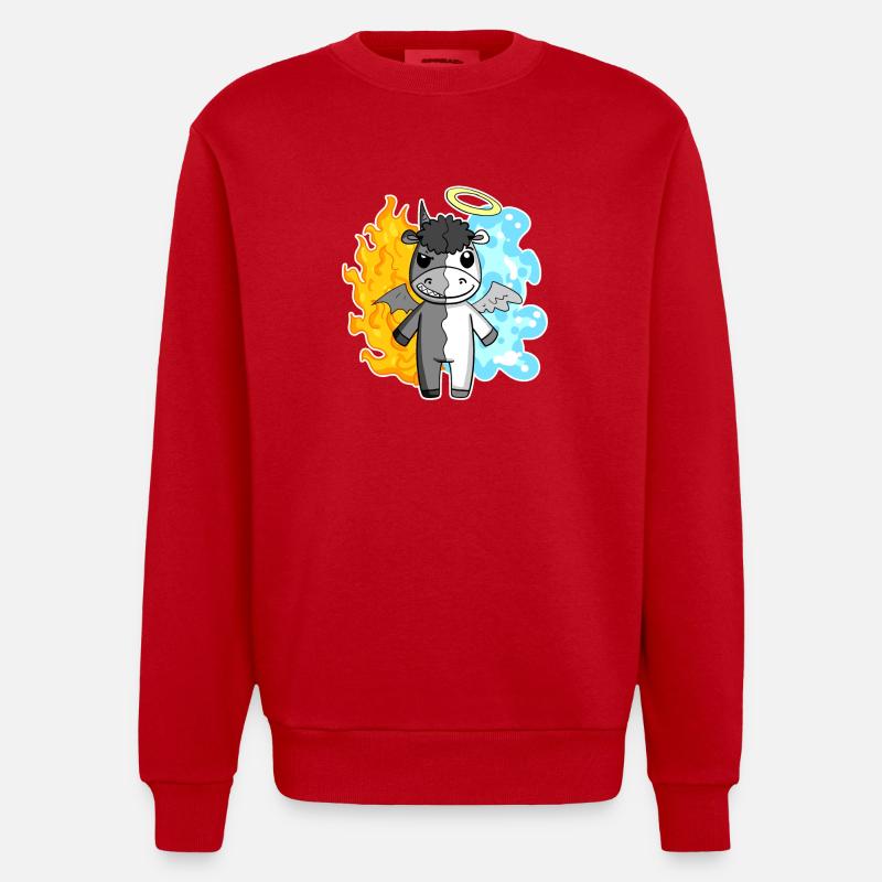 Vache - Ange et Diable - Sweat bio épais oversize fabriqué en UE - rouge
