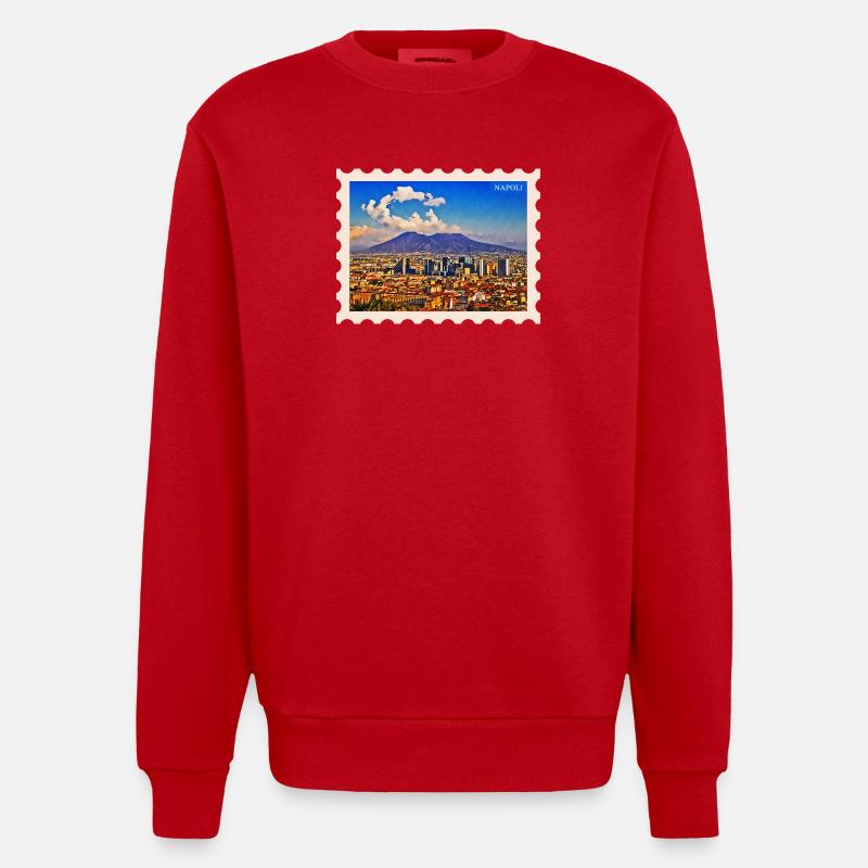 Silhouette de Naples Vesuvio - Sweat bio épais oversize fabriqué en UE - rouge