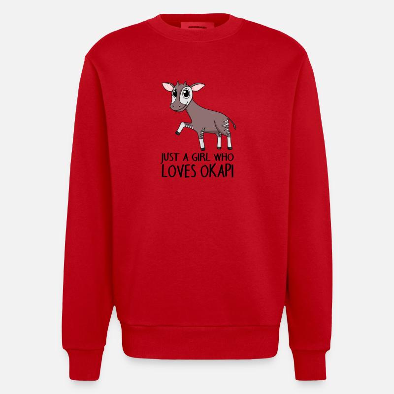 Okapi Mädchen Spruch - Heavyweight Oversized Organic Crew Neck Made in EU - Rot