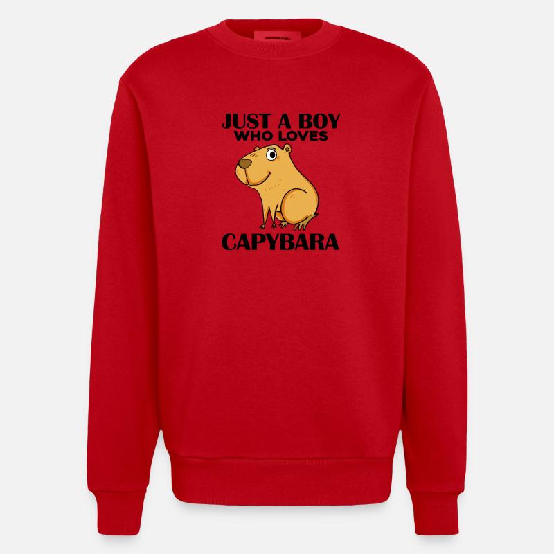 Capybara Junge - Heavyweight Oversized Organic Crew Neck Made in EU - Rot