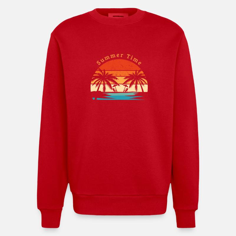 Summer time - t-shirt plage vacances - Sweat bio épais oversize fabriqué en UE - rouge