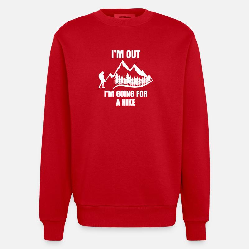 Wanderer Statement Wandern Bergwanderung Wanderung - Heavyweight Oversized Organic Crew Neck Made in EU - Rot