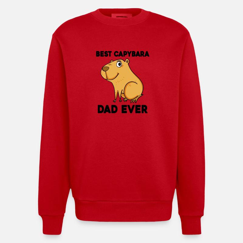 Capybara Père Capybara Capybara Cochon - Sweat bio épais oversize fabriqué en UE - rouge