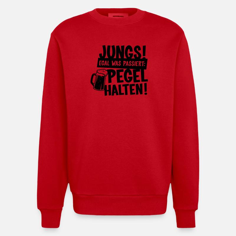 Jungs Pegel halten Sauftour - Heavyweight Oversized Organic Crew Neck Made in EU - Rot