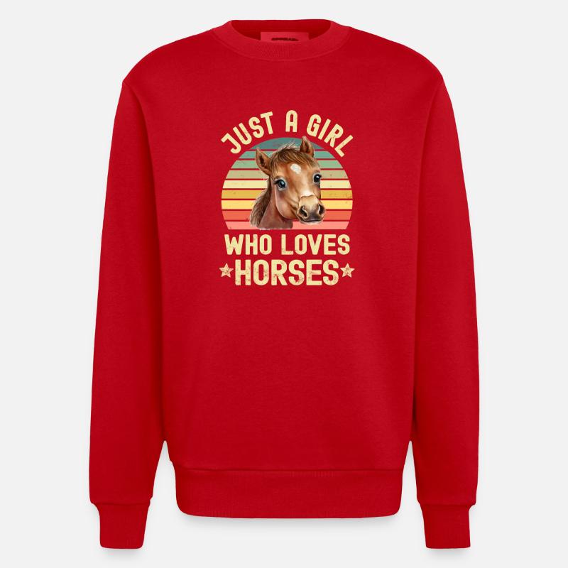 Chevaux à cheval - Sweat bio épais oversize fabriqué en UE - rouge