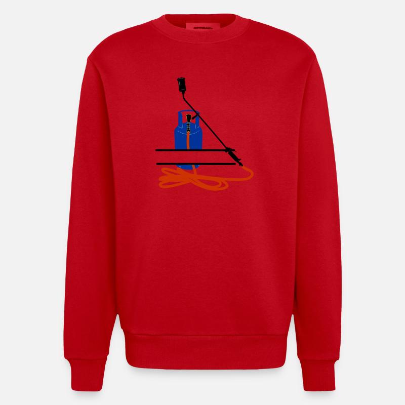 Dachdeckerfirma Monogram Logo Gasflasche - Heavyweight Oversized Organic Crew Neck Made in EU - Rot