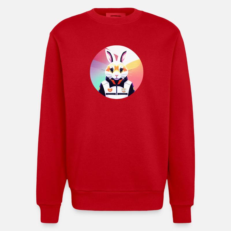 Bunny, Rabbit, Easter Bunny - Heavyweight Oversized Organic Crew Neck Made in EU - red